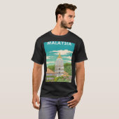 マレーシアヴィンテージミニマルレトロ旅行ポスター Tシャツ (正面フル)