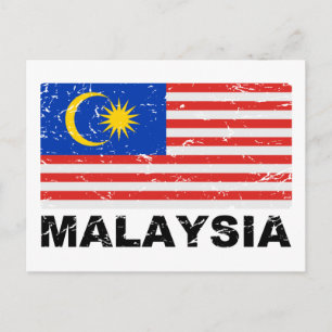 マレーシアヴィンテージ国旗 ポストカード