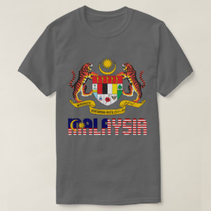 マレーシア国旗とコート・オブ・アームズ・愛国心 Tシャツ