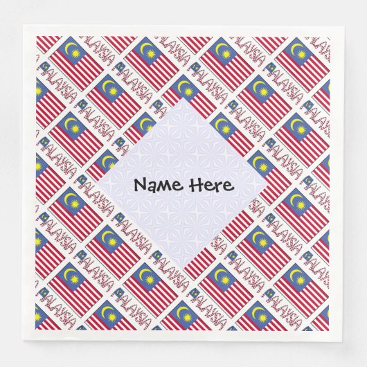 マレーシア国旗のタイル張りブラック・ペルソナライゼーション (正面)