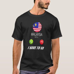 マレーシア国旗の土産マレーシアが電話で発信している Tシャツ
