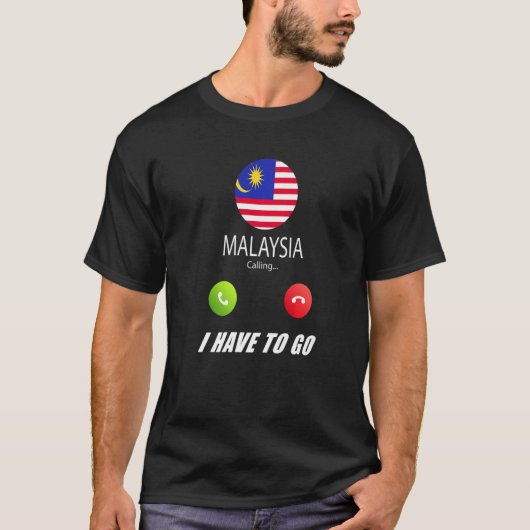 マレーシア国旗の土産マレーシアが電話で発信している Tシャツ (正面)