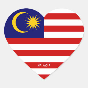 マレーシア国旗の愛国的なハートシール ハートシール