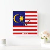 マレーシア国旗の輝く愛国心 スクエア壁時計 (ホーム)