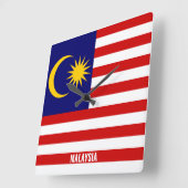 マレーシア国旗の輝く愛国心 スクエア壁時計 (傾斜)