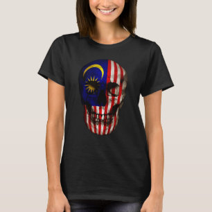 マレーシア国旗スカルマレーシアルーツパトリオ誇りを持ったティ Tシャツ