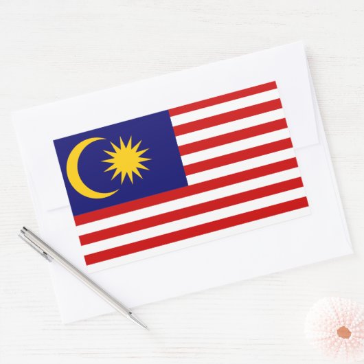 マレーシア国旗、マレーシア国旗 長方形シール (封筒)