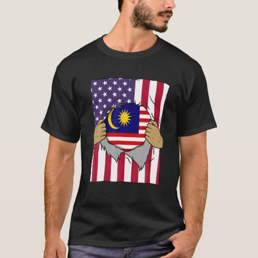 マレーシア国旗Inside Meホームプライドマレーシアアメリ Tシャツ (正面)