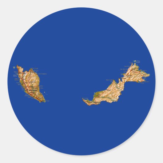 マレーシア地図ステッカー ラウンドシール (正面)