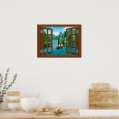 マレーシア帆船🍂偽窓枠 ポスター (キッチン)