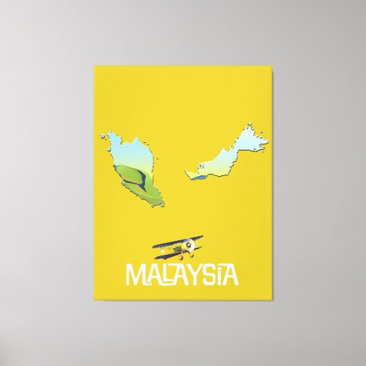 マレーシア旅行地図 キャンバスプリント (正面)