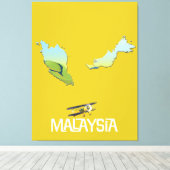 マレーシア旅行地図 キャンバスプリント (インサイチュ (ウッドフロア))