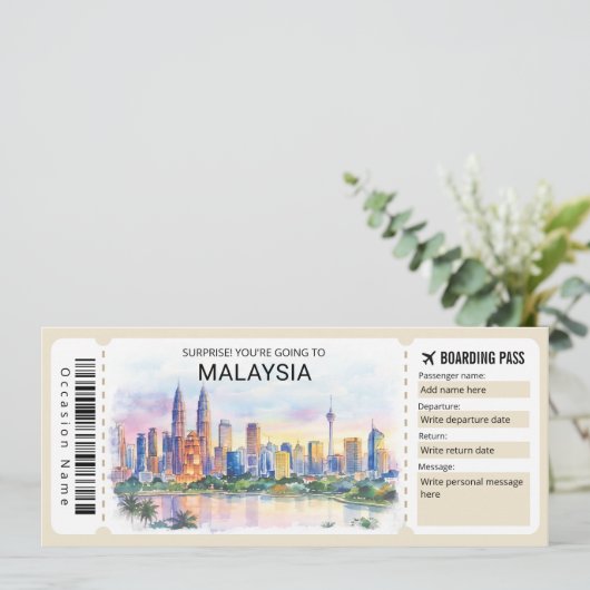 マレーシア旅行搭乗券チケット 招待状 (スタンド正面)