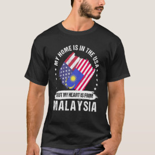マレーシア系アメリカ人パトリオ誇りを持ったット育ての私のハート Tシャツ