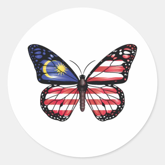 マレーシア蝶(昆虫)オオカバマダラ、モナーク国旗 ラウンドシール (正面)