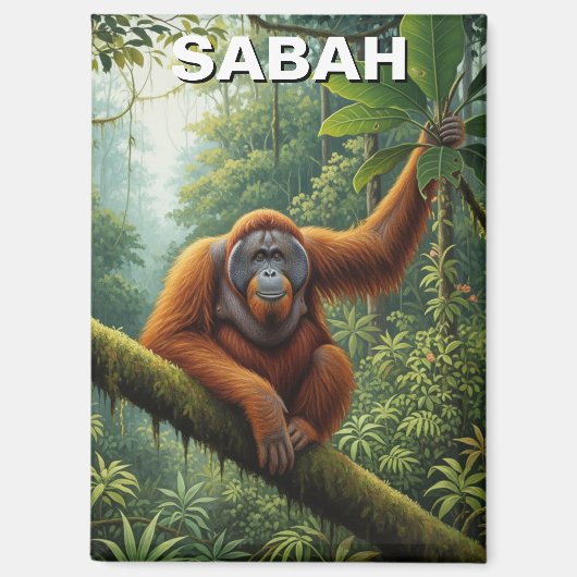 マレーシア サバ オランウータン 旅行 マグネット (正面)