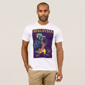 マレーシア・ドラゴンヴィンテージスタイル旅行ポスター Tシャツ (正面フル)