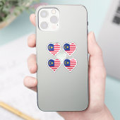 マレーシア 愛 国旗 プライド ハート ステッカー シール (スマートフォン)