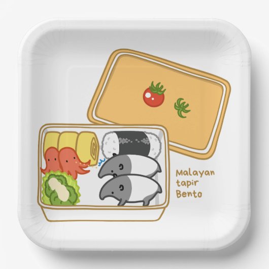 【マレーバクのお弁当】 Malayan tapir Bento ペーパープレート (正面)