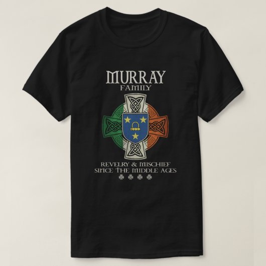 マレー家族アイルランド姓アイルランド国旗のシャムロック Tシャツ (デザイン正面)