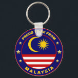 マレー誇りを持ったシアの出身である キーホルダー<br><div class="desc">マレーシアの国旗は円形に吹き込まれ、国旗の色飾には入っている。文字以外に、飾り星も使われている。</div>