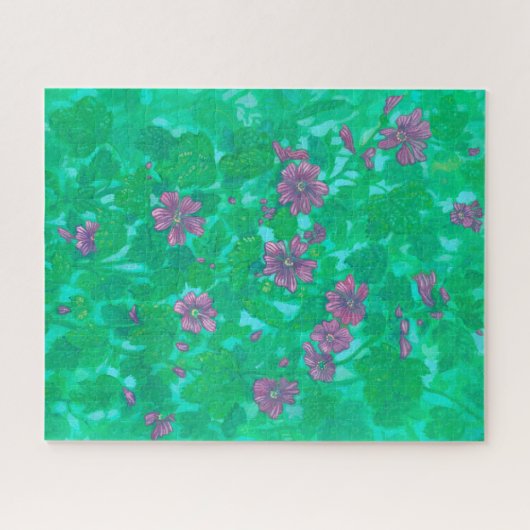 マレー開花、マルバフラワーサマー絵画フローラ ジグソーパズル (横)