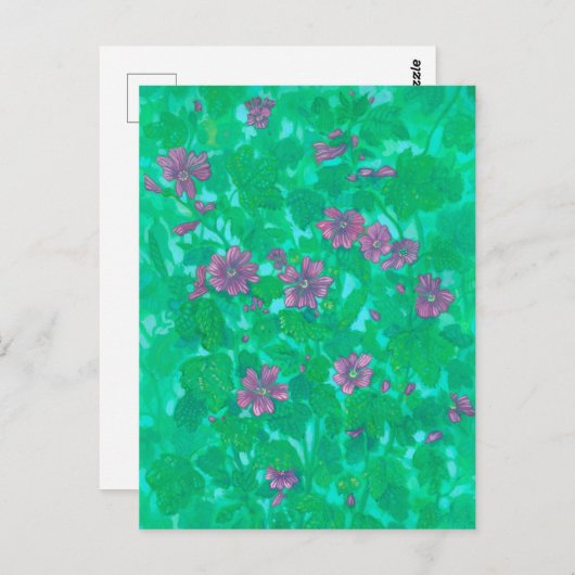 マレー開花、マルバフラワーサマー絵画フローラ ポストカード (正面/裏面)