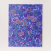 マレー開花、マルバ花絵画のフローラ紫 ジグソーパズル (縦)