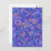 マレー開花、マルバ花絵画のフローラ紫 ポストカード (正面/裏面)
