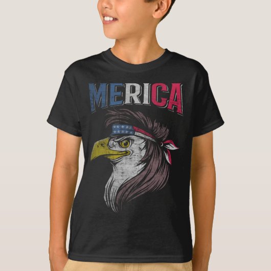 マレー・イーグル・アメリカ国旗USAレッドネックバード4th of Tシャツ (正面)