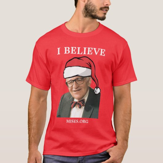 マレーRothbard -私はクリスマスのワイシャツを信じます Tシャツ (正面)