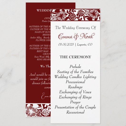 マロエレガントーン・バー結婚グンディの計画 プログラム (正面/裏面)