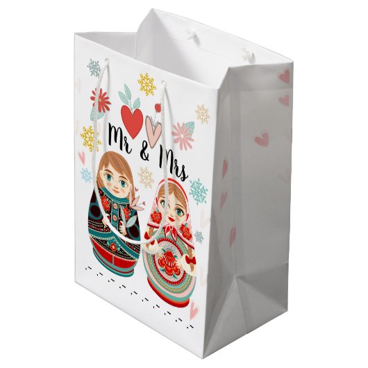 『マロシアのトリョシカ人形Mr.&Mパーソナライズされた. ミディアムペーパーバッグ (裏面アングル)