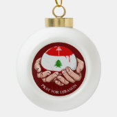 マロナイト教会クロスとレバノン杉 セラミックボールオーナメント (正面)