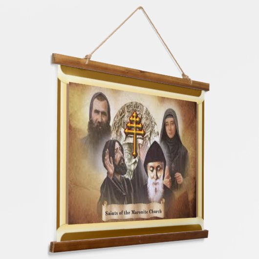マロナイト教会タペストリー聖徒 吊り下げ型タペストリー (傾斜あり)