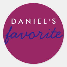 マロパーソナライズされたーンお気に入りのマゼンタネイビーブルー ラウンドシール