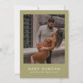 マロボヘミモダンアンオリーブグリーンベイビーシャワー 招待状 (裏面)