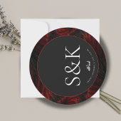 マロミニマルーンエレガント&B&Wイスラム結婚ラウンド 招待状