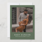 マロモダンボホフォレストグリーンベイビーシャワー 招待状 (裏面)