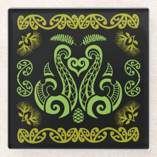 マロリニュージーランドアート ガラスコースター (正面)