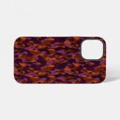 マロンとオレンジのカモフラージュ抽象画 iPhoneケース (裏面横)