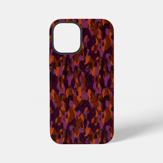マロンとオレンジのカモフラージュ抽象画 iPhoneケース (裏面)