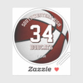 マロンと白のチームカラー男子女子バスケットボール シール (シート)