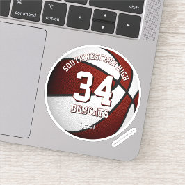 マロンと白のチームカラー男子女子バスケットボール シール