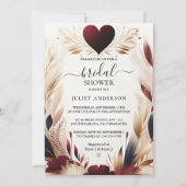 マロンの伝統的な秋のバーガンディーのブライズシャワー 招待状 (正面)