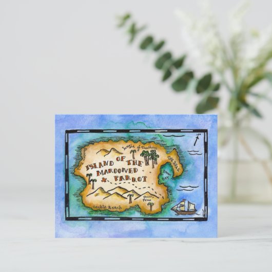 マロンをかけられたオウムの宝の地図はがき ポストカード (スタンド正面)