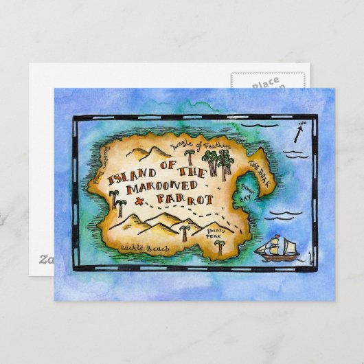 マロンをかけられたオウムの宝の地図はがき ポストカード (正面/裏面)