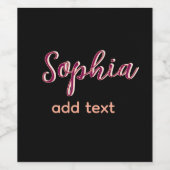 マロンカラーに名前の女の子ボステキスト黒エレガント ワインラベル (シングルラベル)