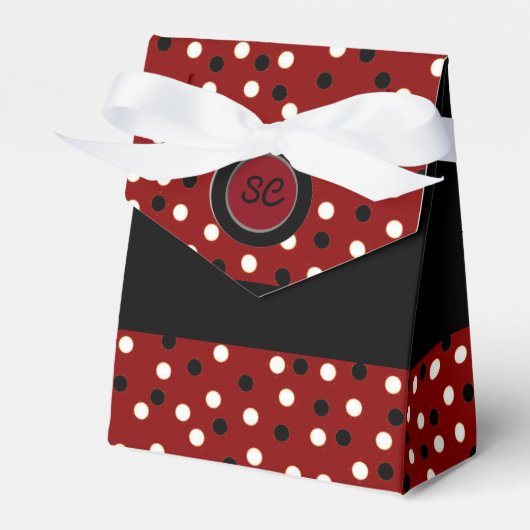 マロンブラック&ホワイトポカドットテントビーフボックス フェイバーボックス (正面サイド)