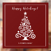 マロンレッドのホワイトクリスマスツリー ウィンドウサイン (シート2)